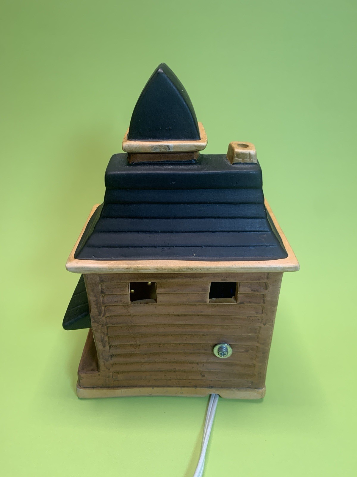 Vintage Halloween Ceramic Haunted House Illuminated Lighted Village Ghost Cat