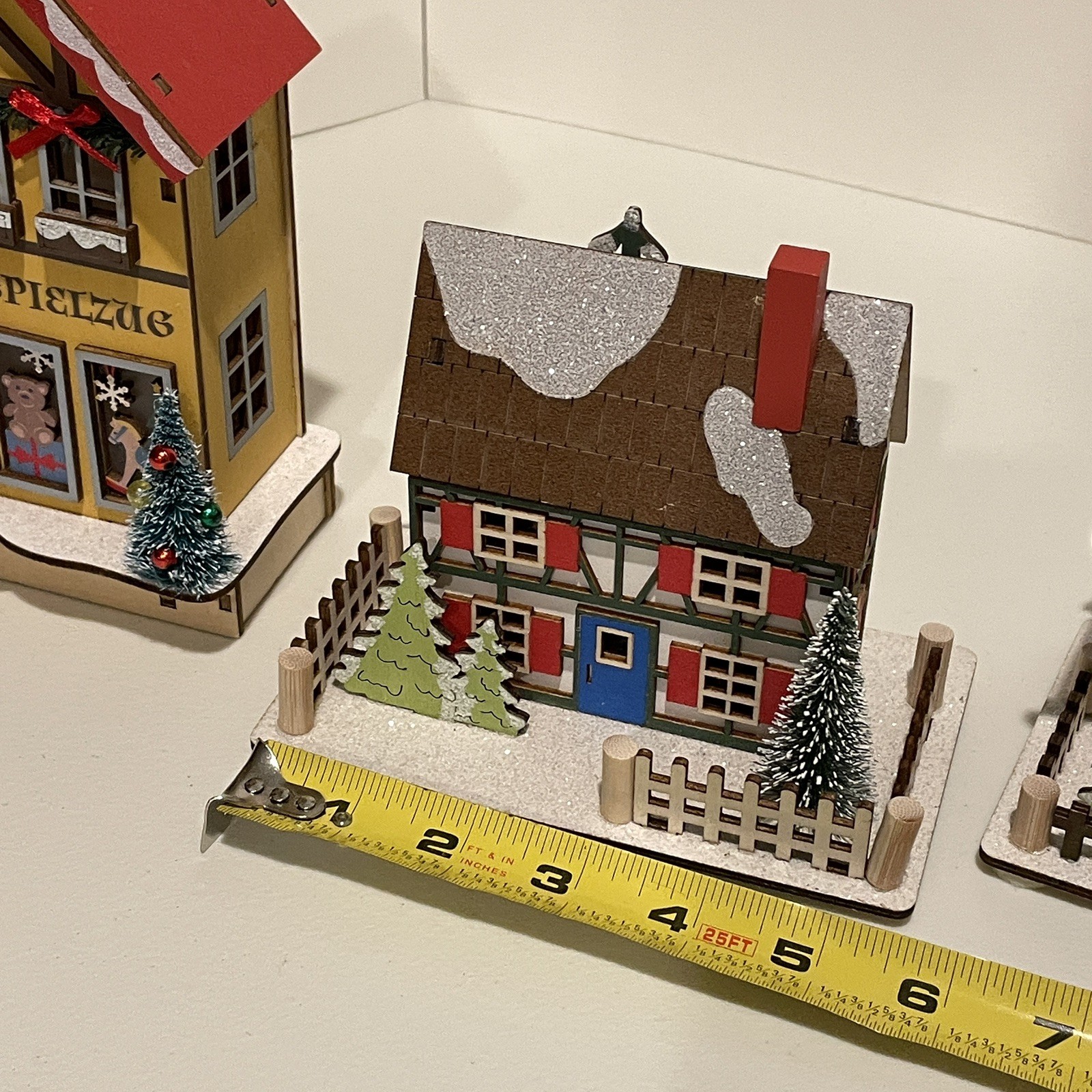 World Market Laser Cut Wood LED Shop Christmas Village German Toy Shop Houses