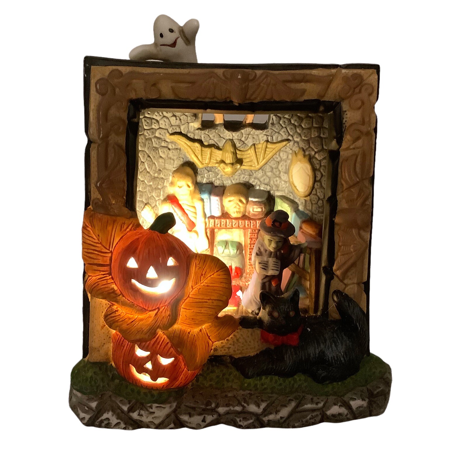 Spooky Hollow Witch House Interior Scene Lighted Porcelain Halloween decor