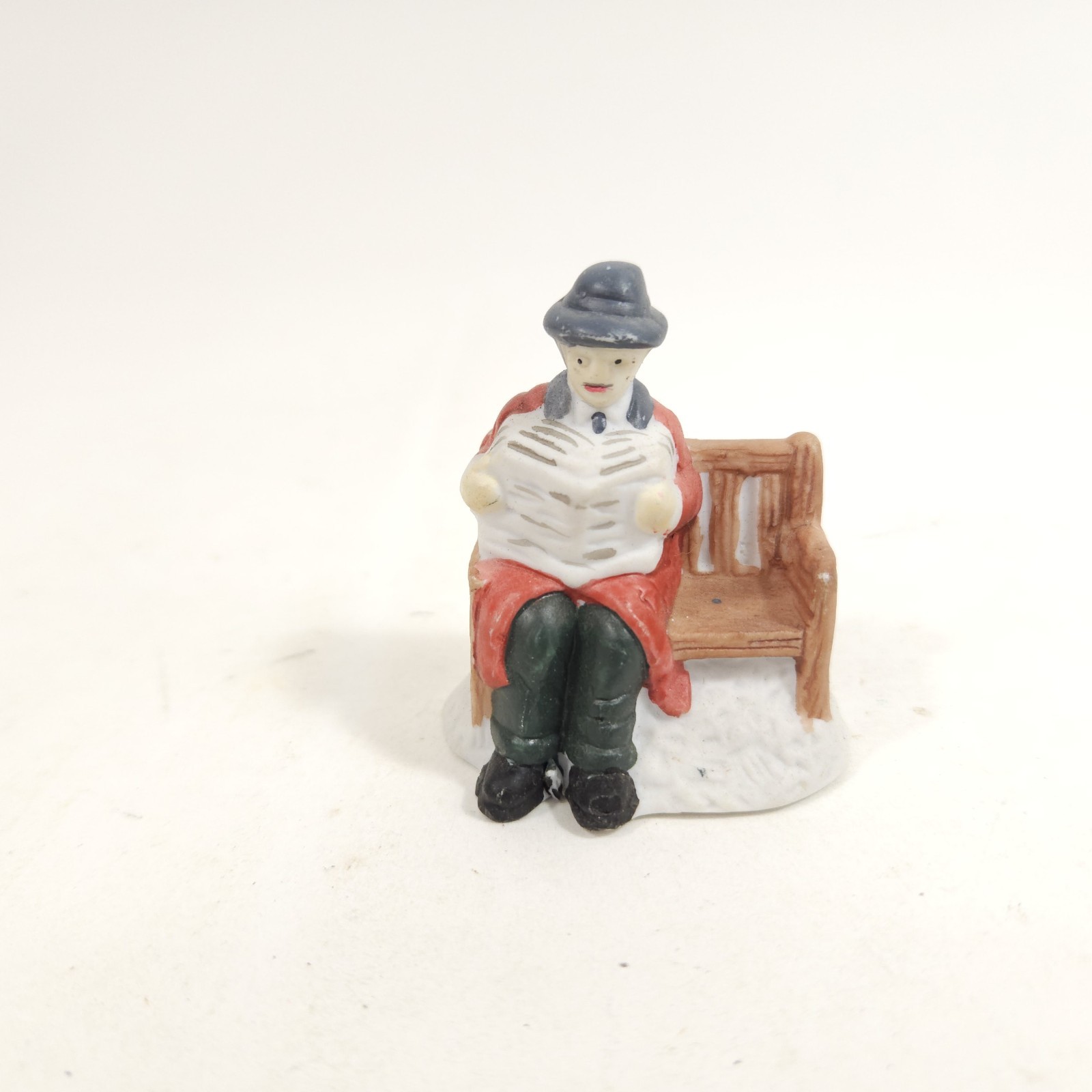 Vtg Man On Bench Porcelain Village Figurine