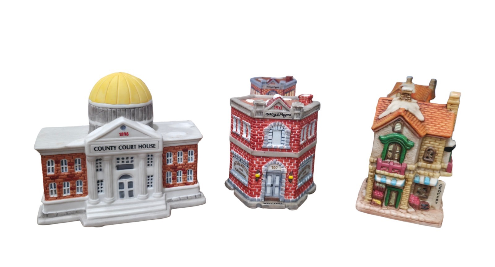 3 Village Houses For Mini Christmas Village Courthouse, Etc
