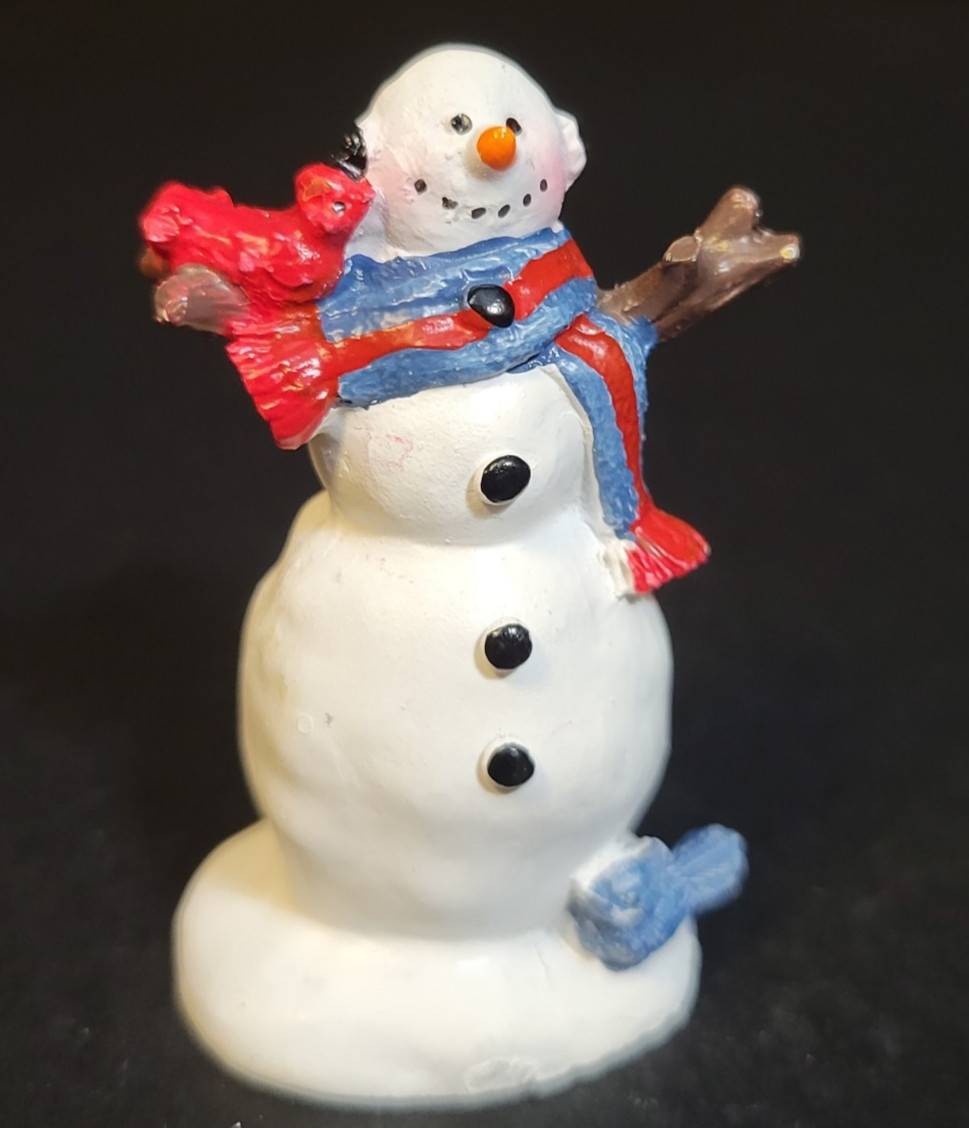 Holiday Time Santas Workbench Christmas Village Snowman With Cardinal n Blue Jay