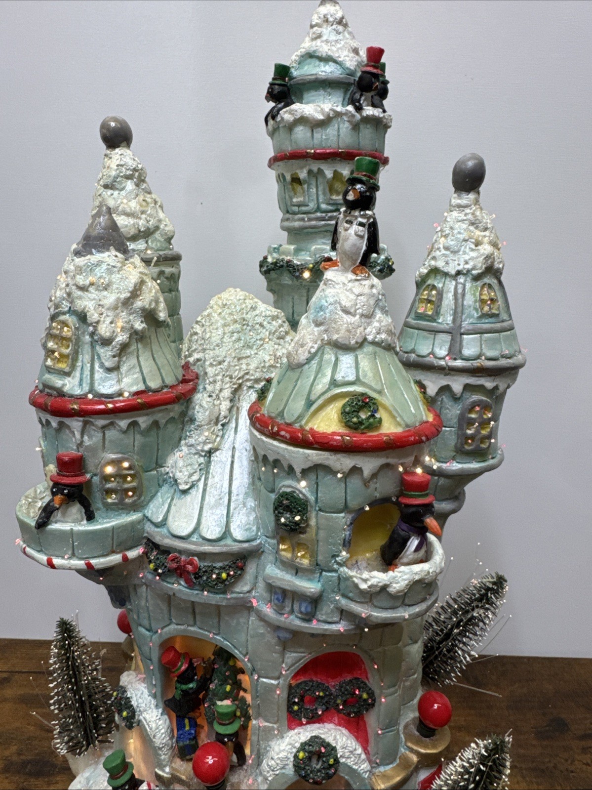 Puleo 16″ Winter Ice Castle Fiber Optic Color Changing Christmas Village READ