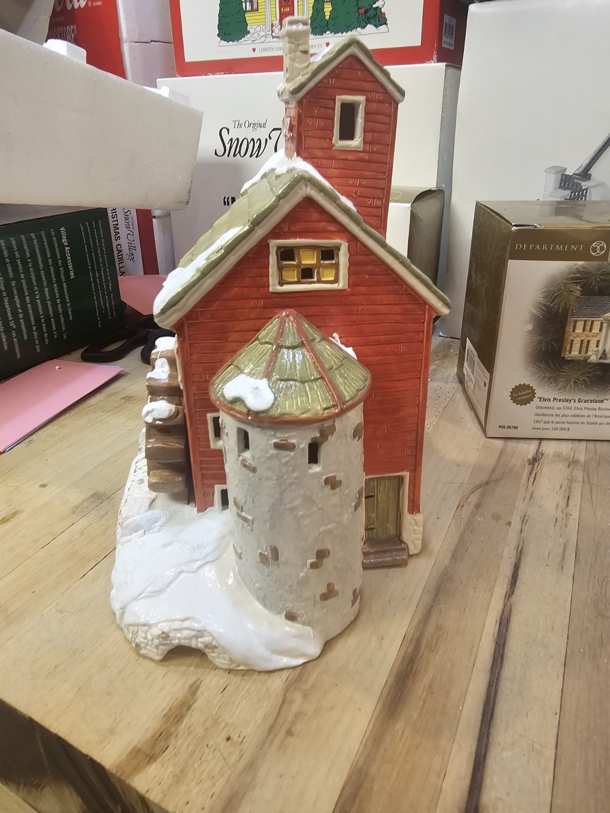 Department 56 Snow Village “J. Young’s Granary” Ceramic Hand Painted w/ Box
