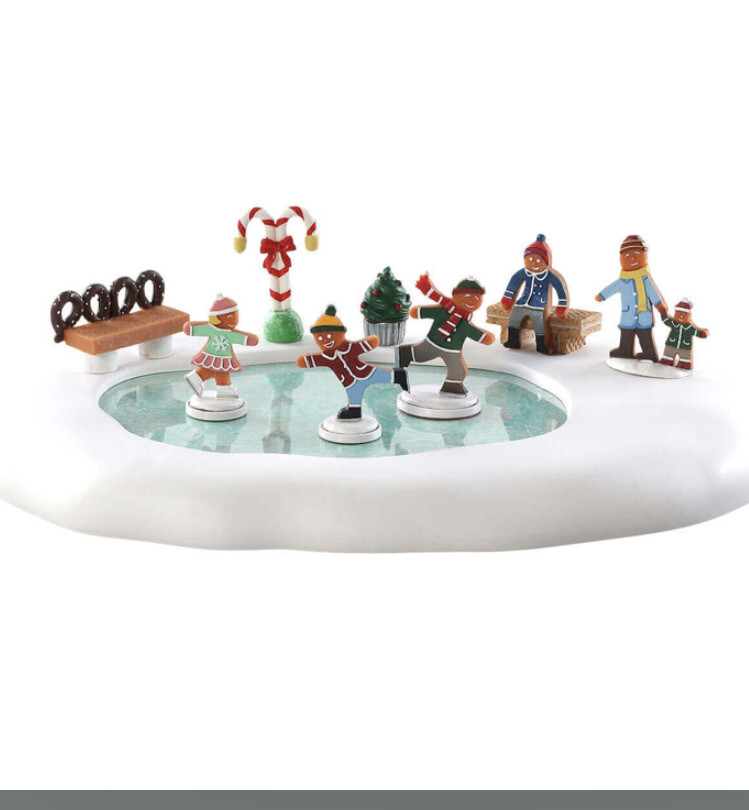 Lemax Gingerbread Skating Pond -Animated Holiday Village/Train/Carnival Accent