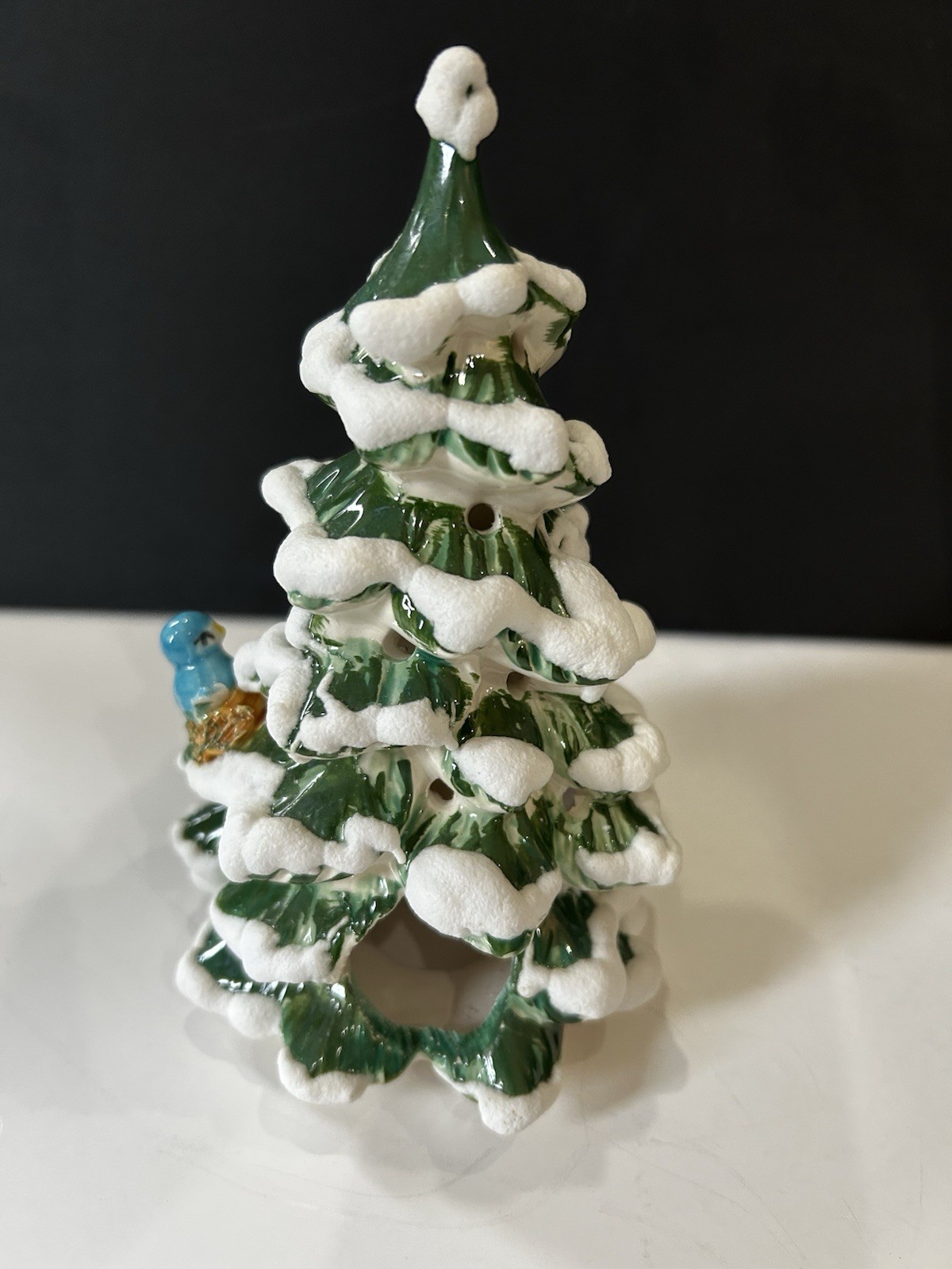 Walter Brockmann Ceramic Tree “Bluebird Snowy Tree” 6” w/cord Vintage