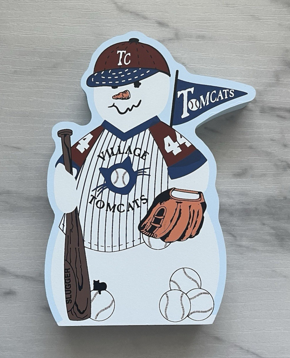 Cat’s Meow Baseball Snowman Collection Village Tomcats 2004 Shelf Sitter EUC