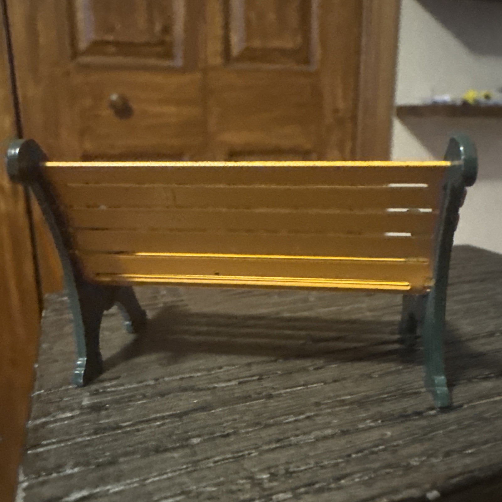 2pc Dept 56 Red And Natural Wrought Iron Park Bench 56445 Metal Furniture