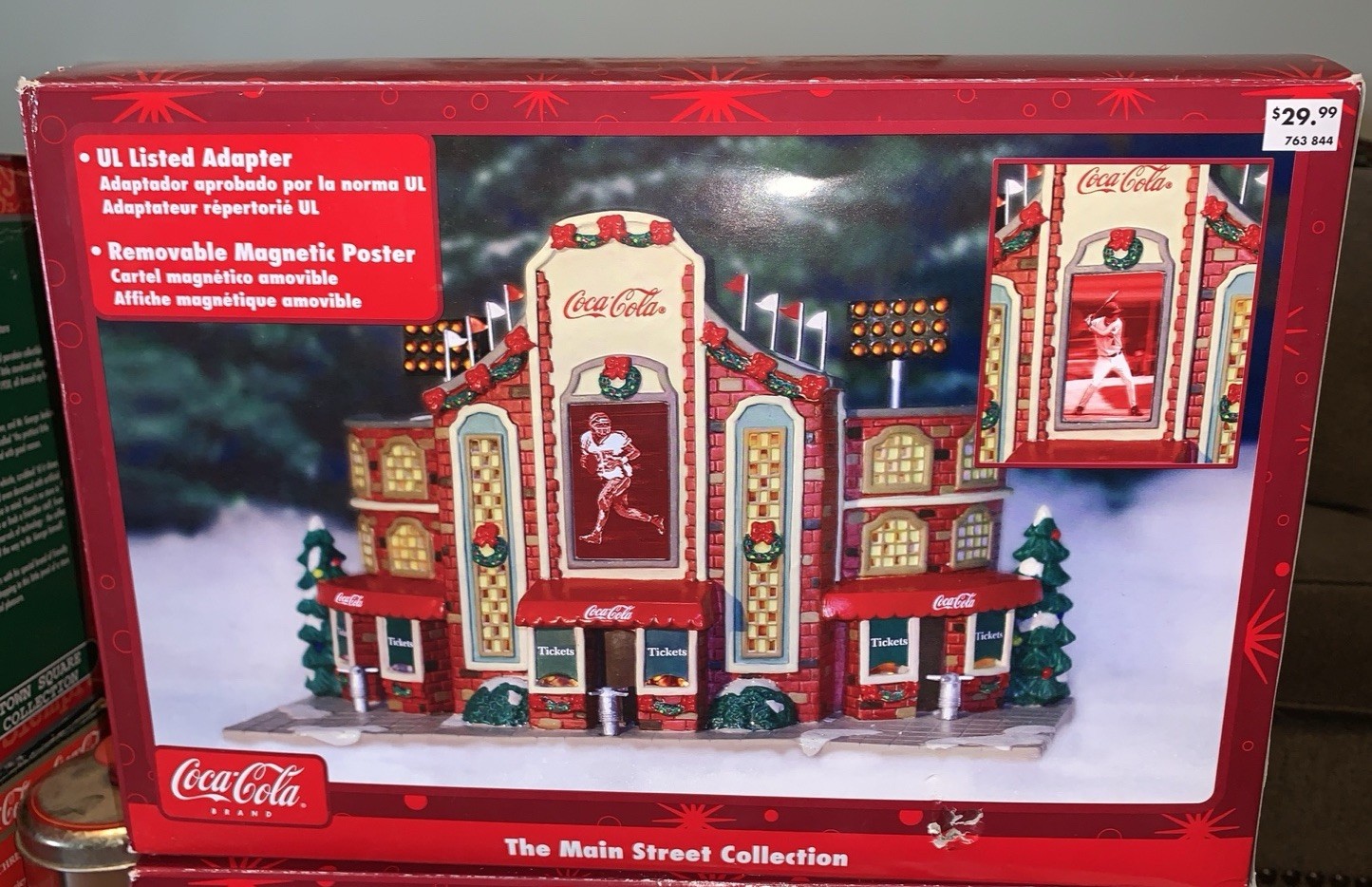 Coca Cola Main Street Collection 2007 Lighted Football Stadium With Box