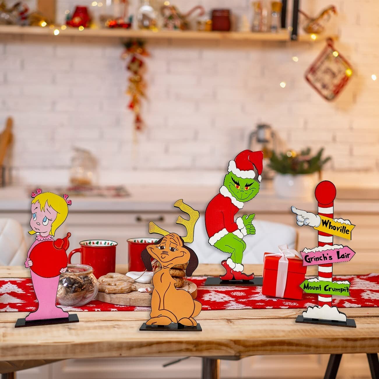 The Grinch Christmas Wood Table Decor Centerpiece Dr. Seuss Saint Nick Whoville