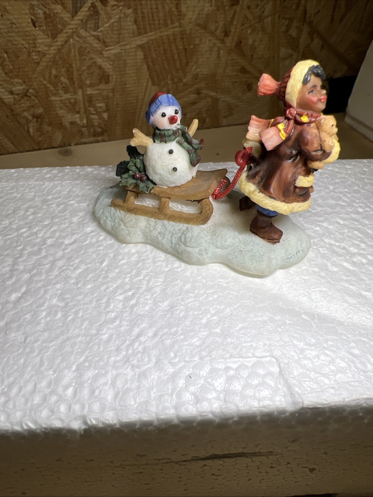 O’Well Girl With Sled And Snowman Presents Christmas Village Figurines Retired