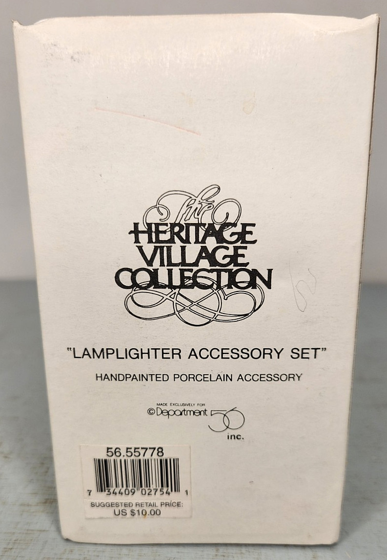 DEPT 56 HERITAGE VILLAGE COLLECTION 55778 LAMPLIGHTER ACCESSORY SET EXCELLENT W3