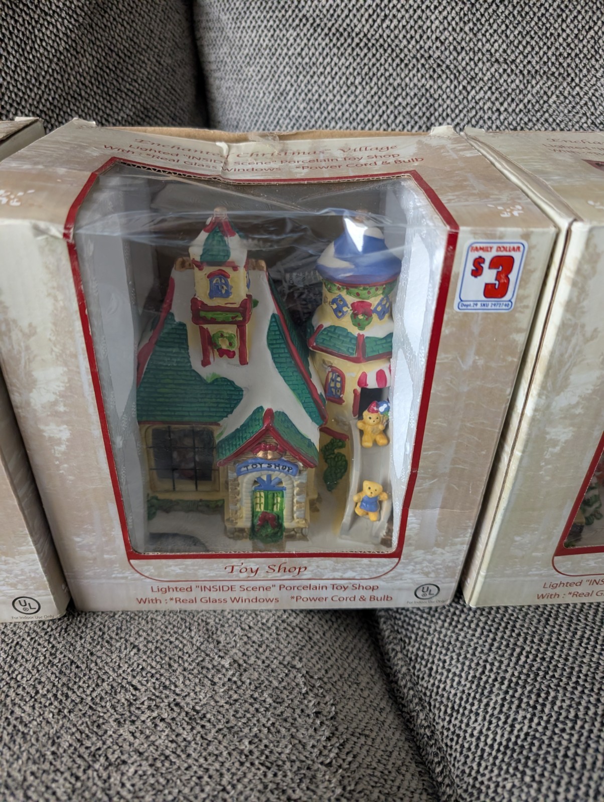Vintage Enchanted Christmas Village Set Of 4 Approx. 6″ x 7″ x 4″ w/box
