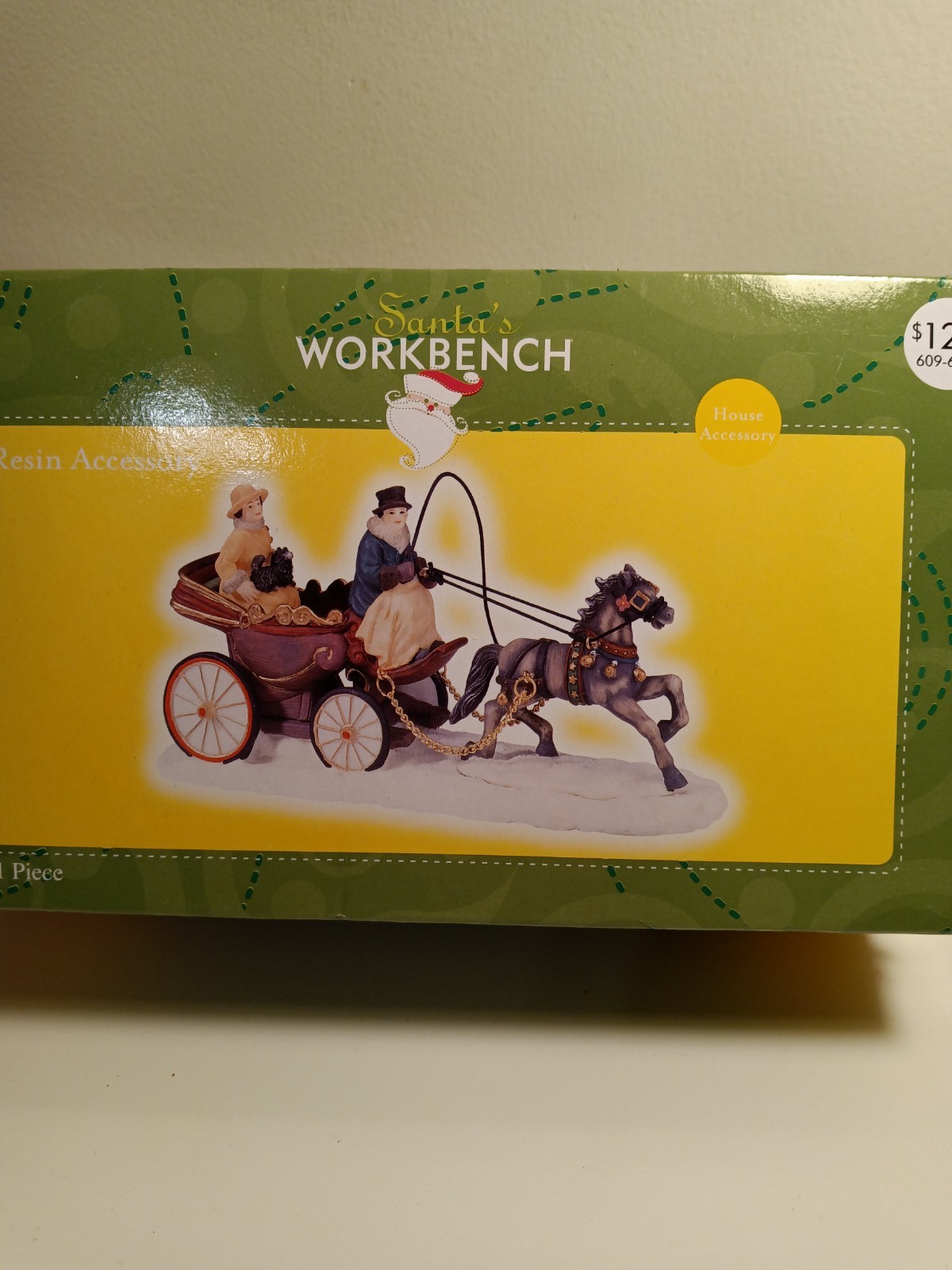 Vtg Santa’s Workshop Horse Drawn Carriage Figurine, Village Accessory