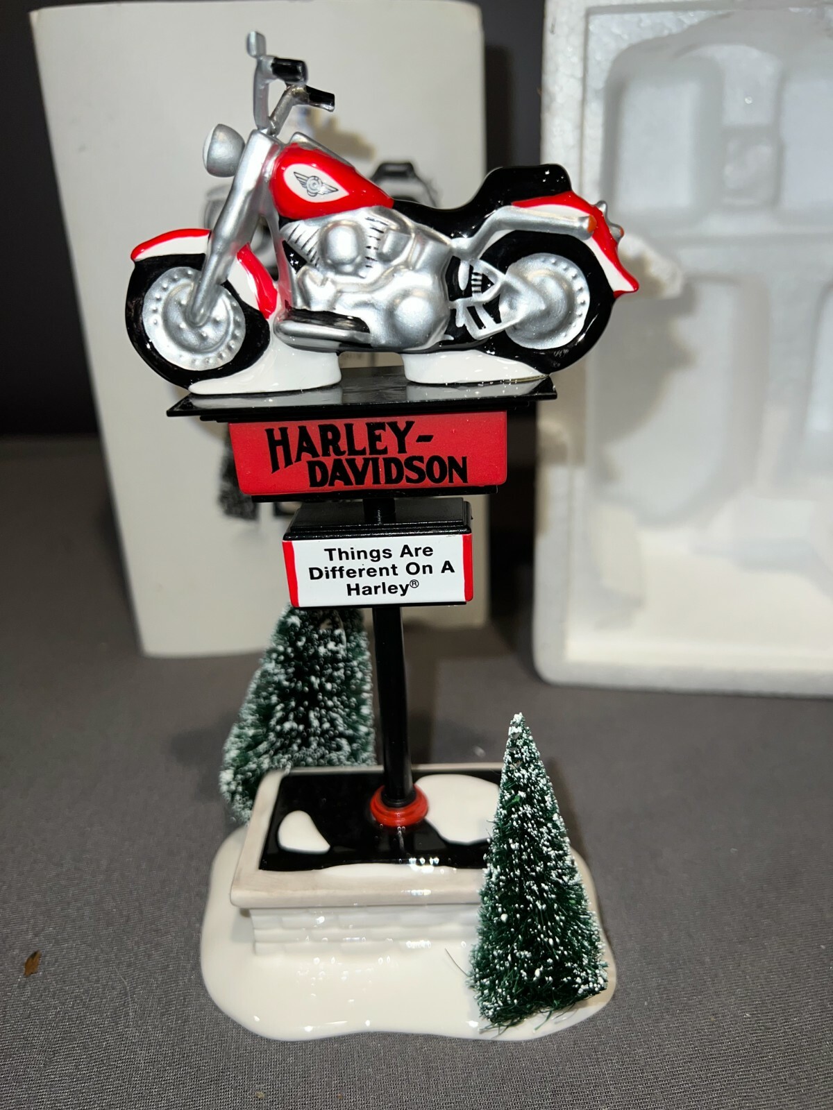 NEW UNUSED Department 56 Original Snow Village HARLEY-DAVIDSON Sign Christmas