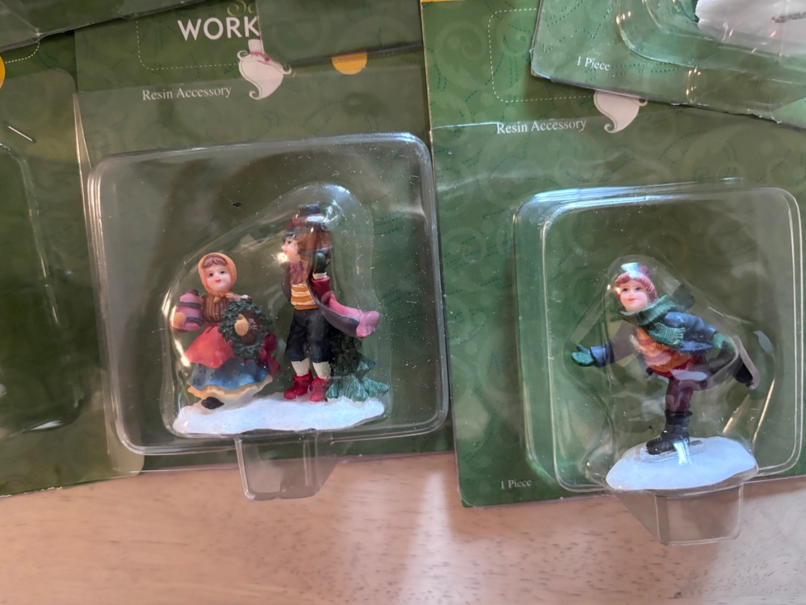 Christmas Village Figurine Lot Lemax Santas Workbench Currier Ives Holiday Time