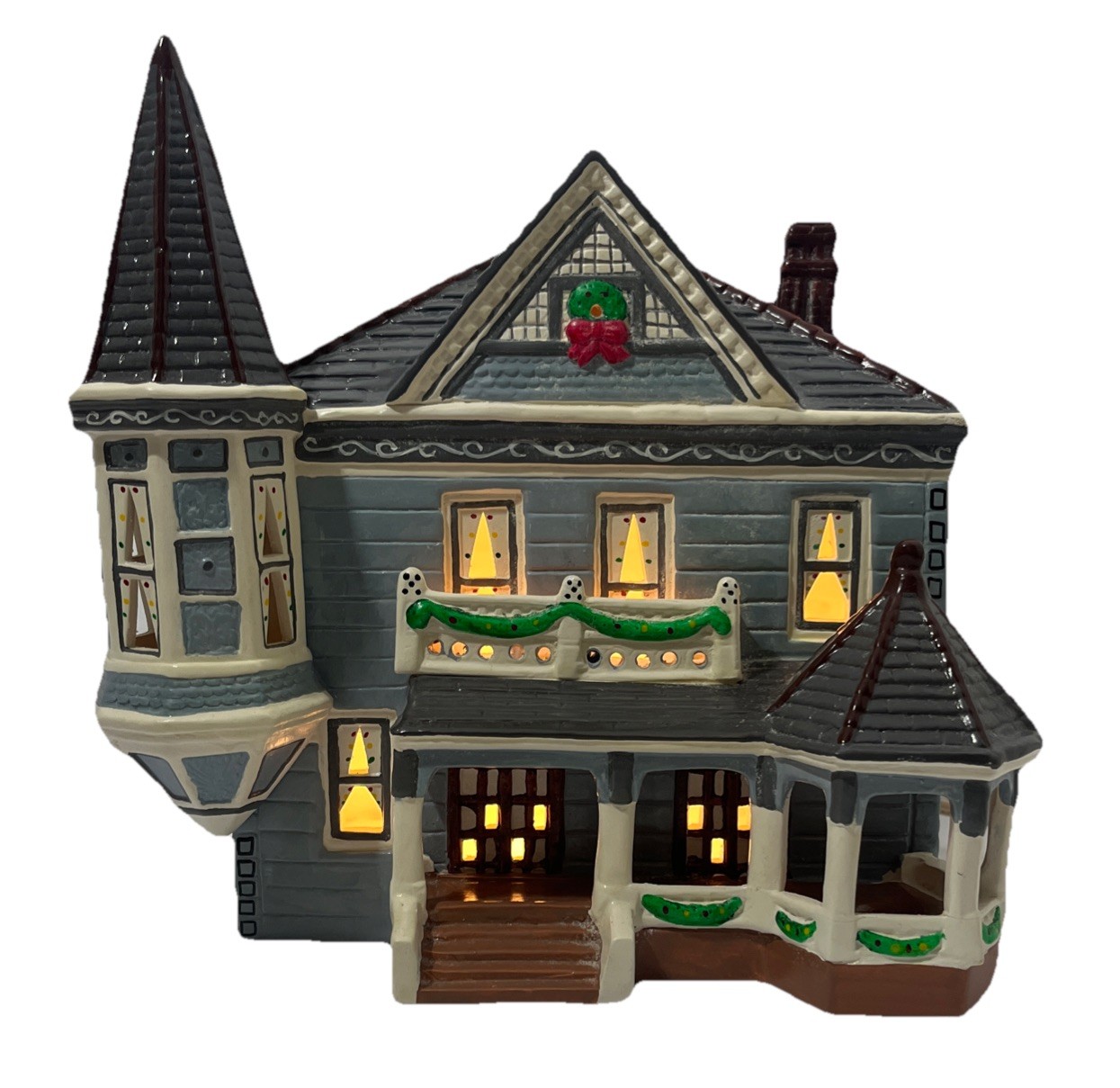 Illuminated Christmas Giant Village Blue House 7x7x9 Inch
