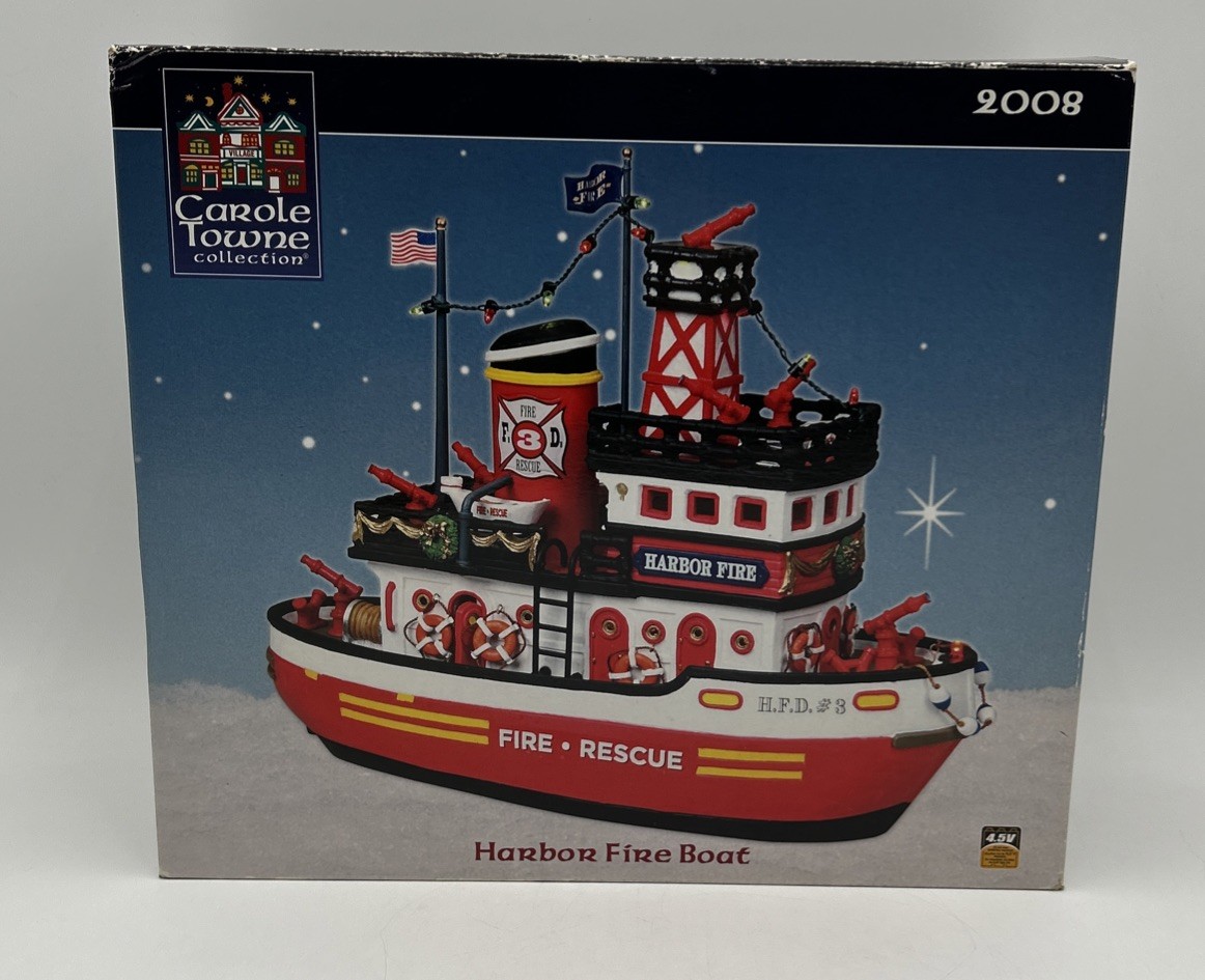 DEFECTIVE RARE VTG 2008 LEMAX Carole Towne Harbor Fire Rescue Boat Light G3D
