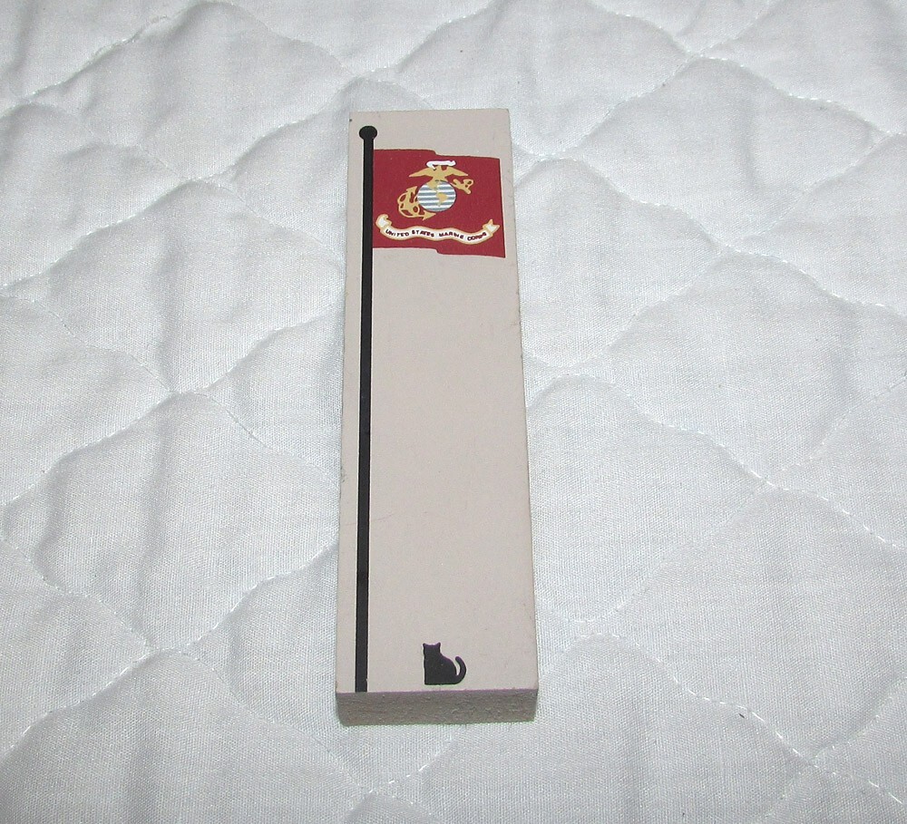 Vintage Cat’s Meow Village Wood Marine Corps Flag Semper Fidelis Wood Block