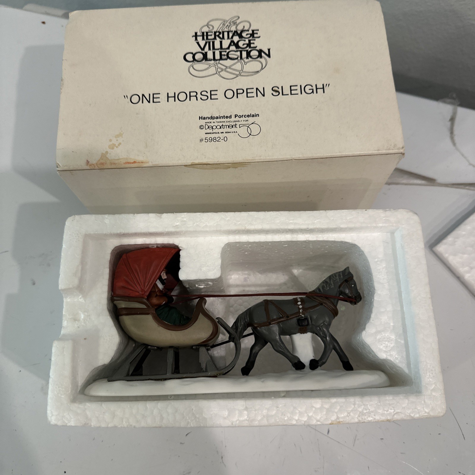 Dept 56 One Horse Open Sleigh Heritage Village Collection 1988 #5982-0