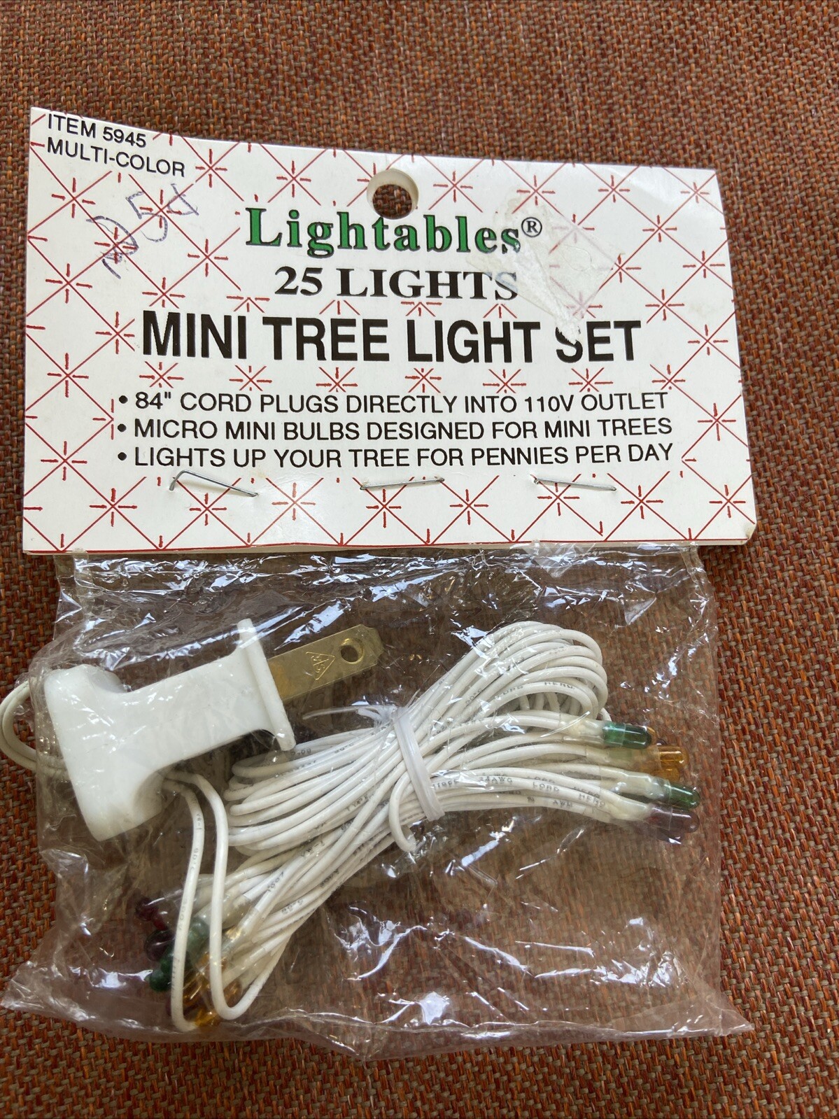 Lightables Mini Tree Light Set Multi Color Strand Xmas Village Vintage NEW
