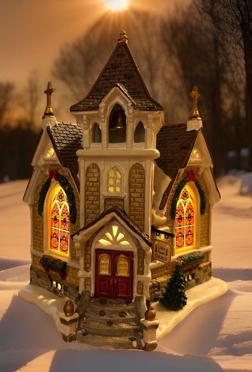 Lemax “Little River Church” Village Harvest Crossing Box & Light #45069 READ