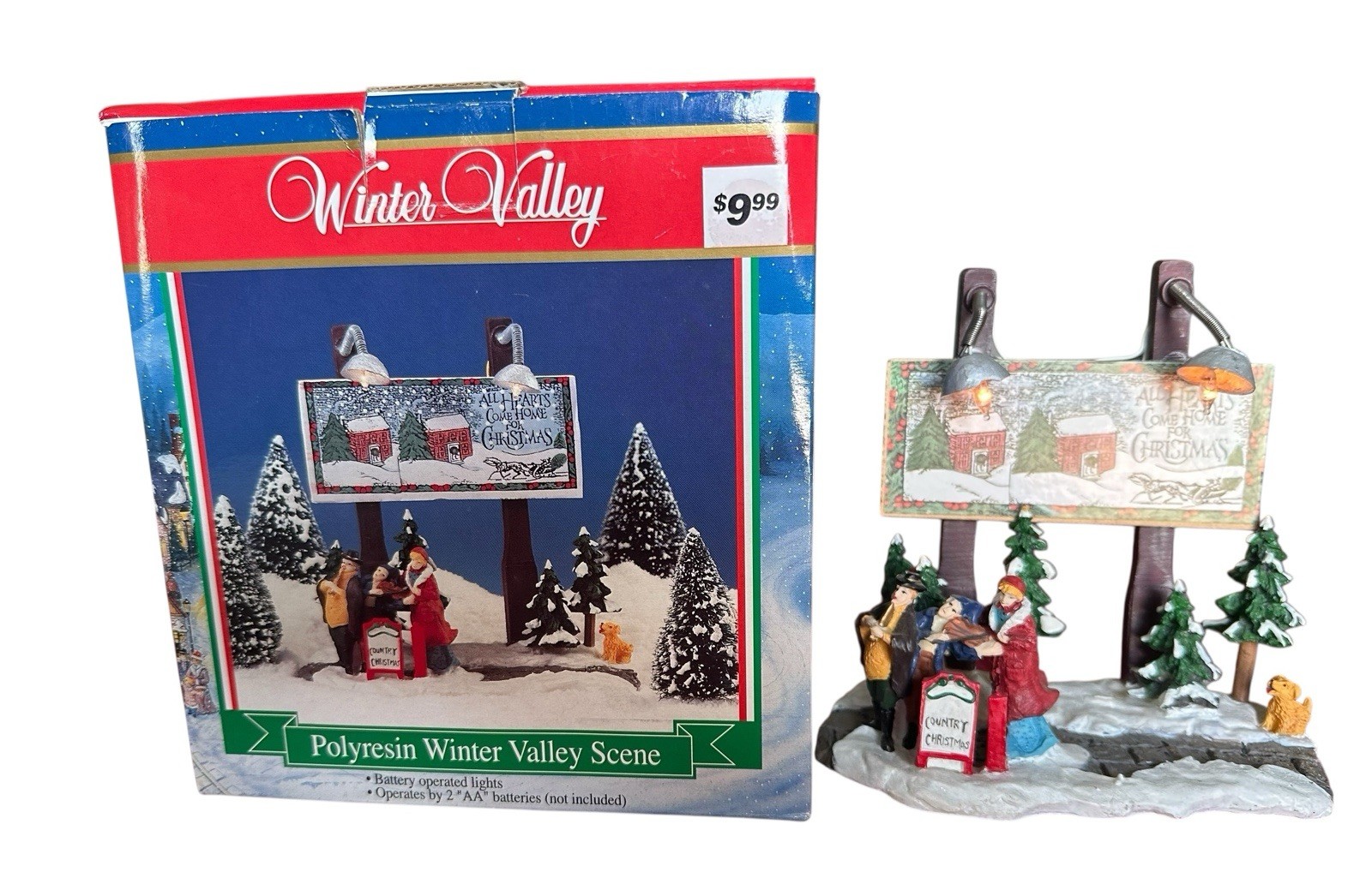 Winter Valley Series Polyresin Scene Lighted Sign #602577 IOB 1999 Christmas