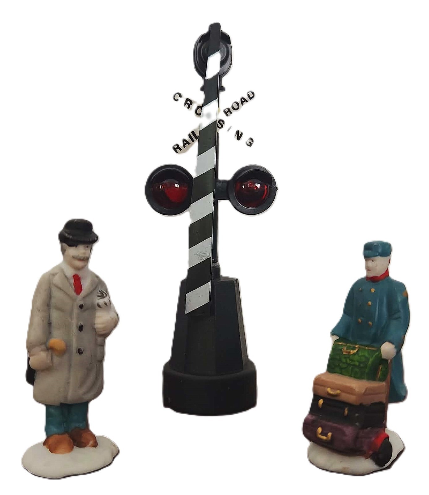 LEMAX CHRISTMAS VILLAGE HOUSE ACCESSORIES – MAN / PORTER / RAILROAD CROSSING
