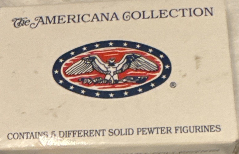 Vtg 1994 Liberty Falls Village Miniature Accessory 5 Pc Set New Open Box Pewter