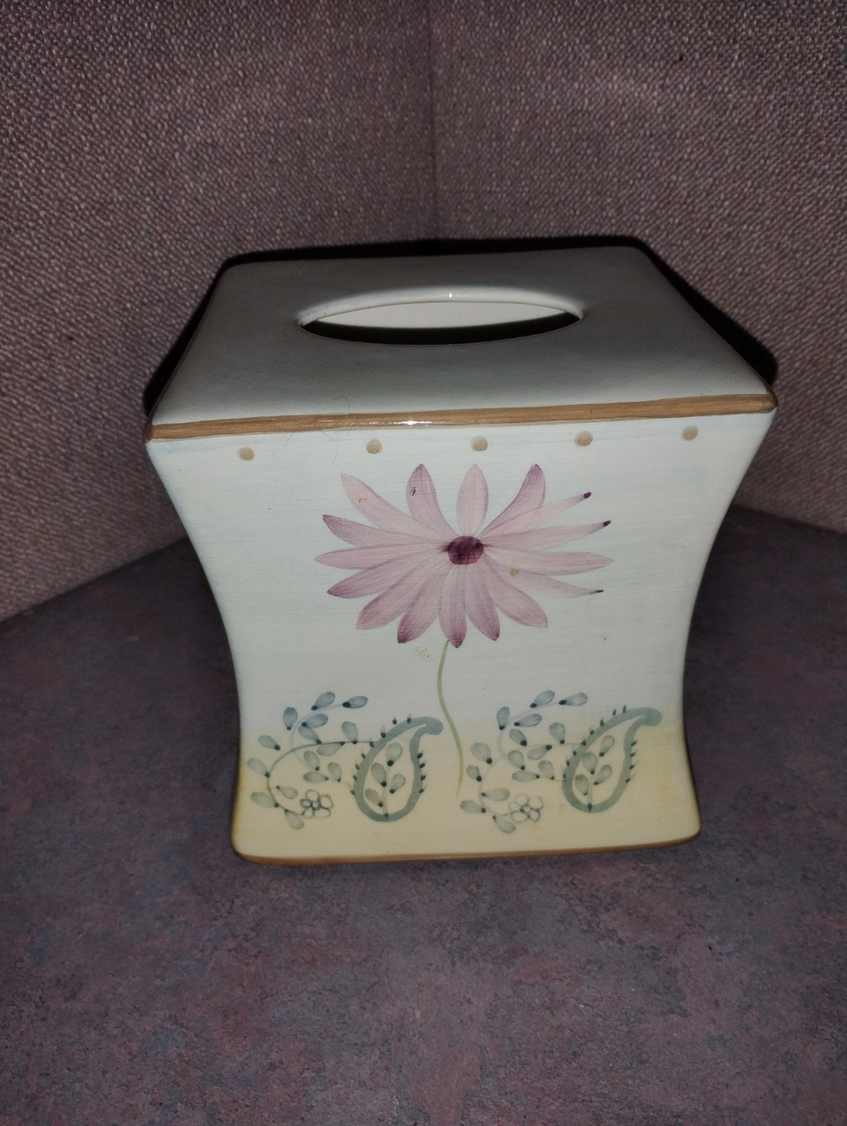 Hand Painted Ceramic Tissue Box Holder
