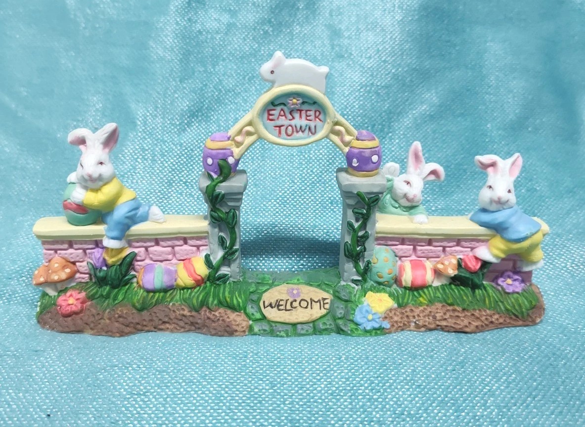 Cottontale Cottages Hand-Painted Porcelain Gateway Easter Town Village Decor