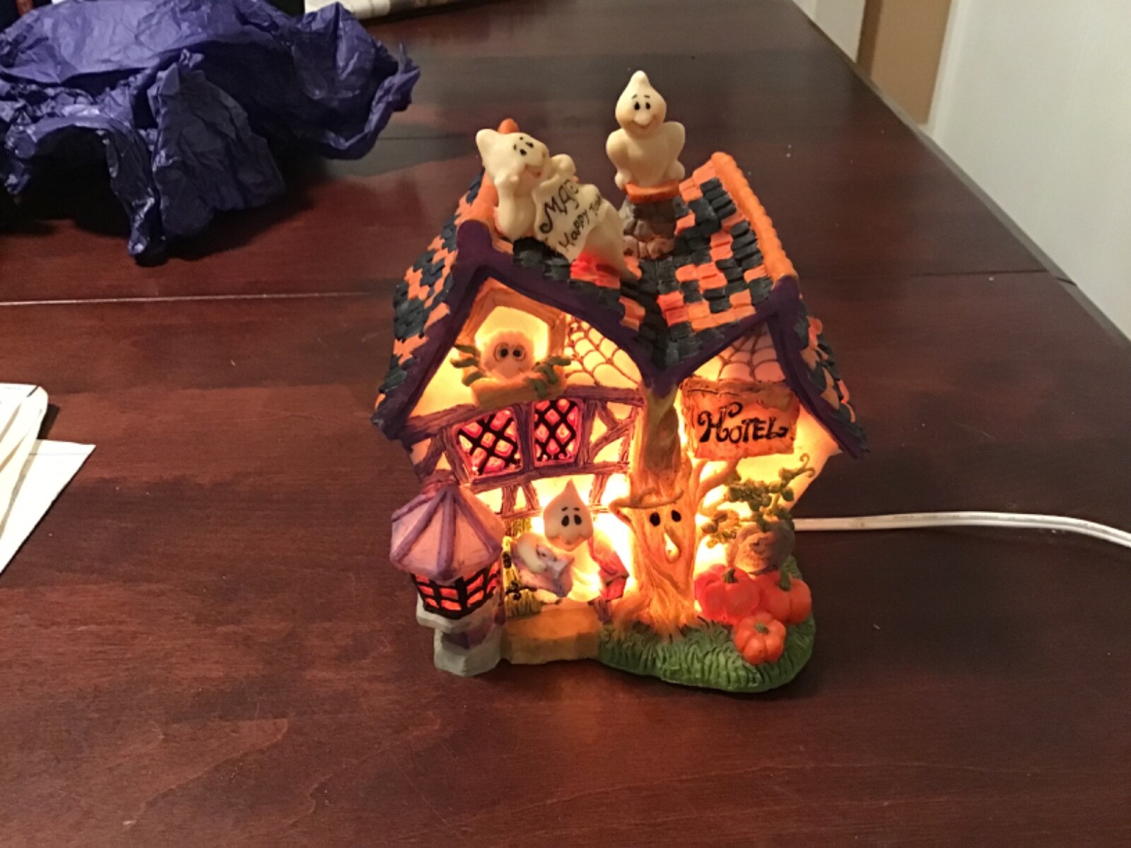 Hand Painted Lighted Halloween House