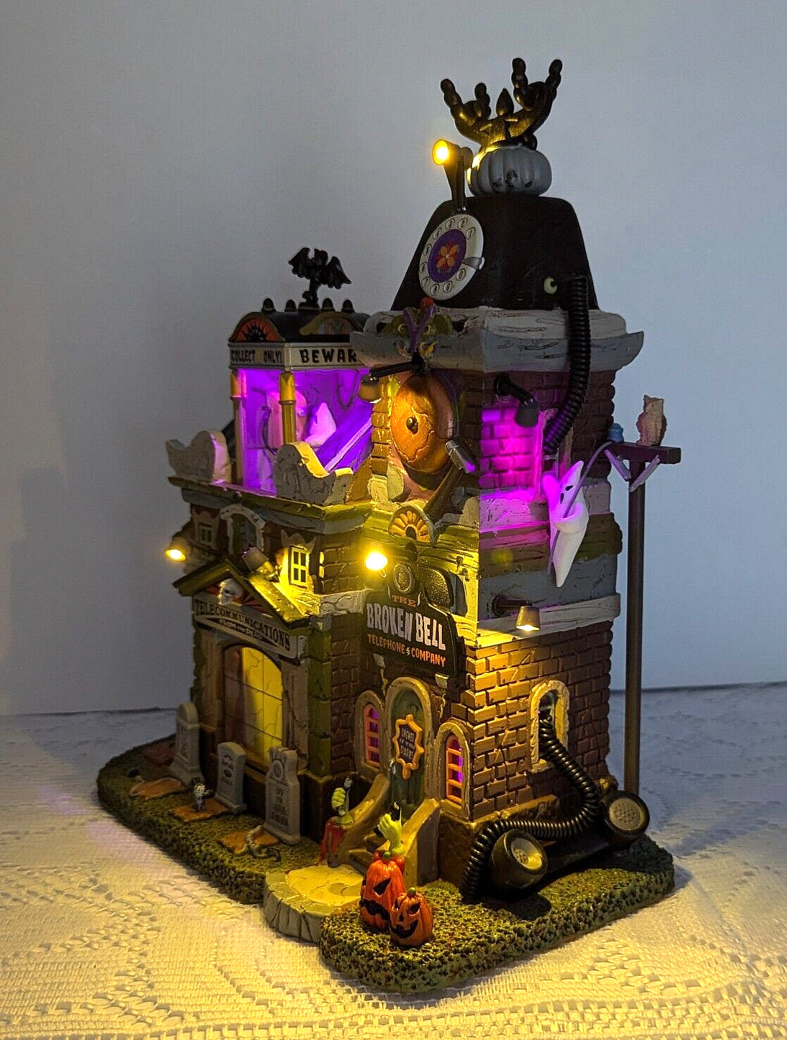 Lemax Spooky Town BROKEN BELL TELEPHONE Calls From Dead Halloween Village LED