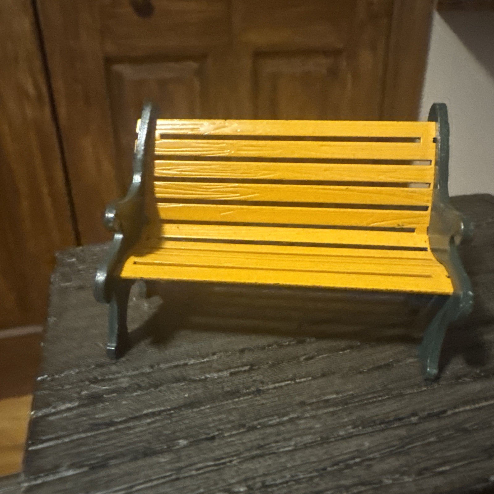 2pc Dept 56 Red And Natural Wrought Iron Park Bench 56445 Metal Furniture