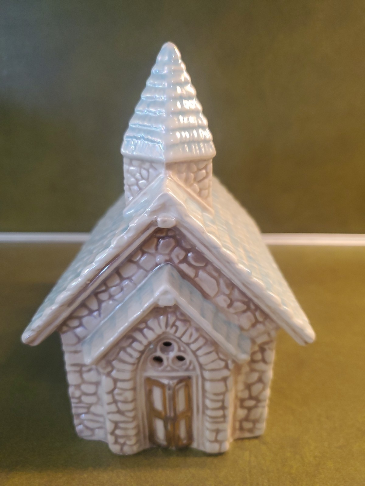 Vintage 60’s Alberta’s Hand Painted Church With Open Windows White Cross. Glazed
