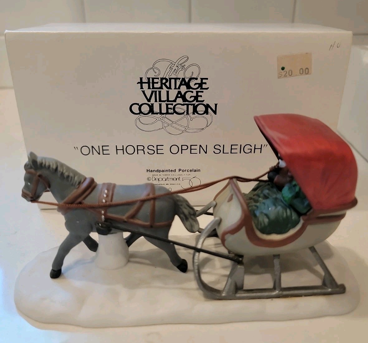 Dept 56 One Horse Open Sleigh #5982-0 Heritage Village Porcelain w/Box Retired