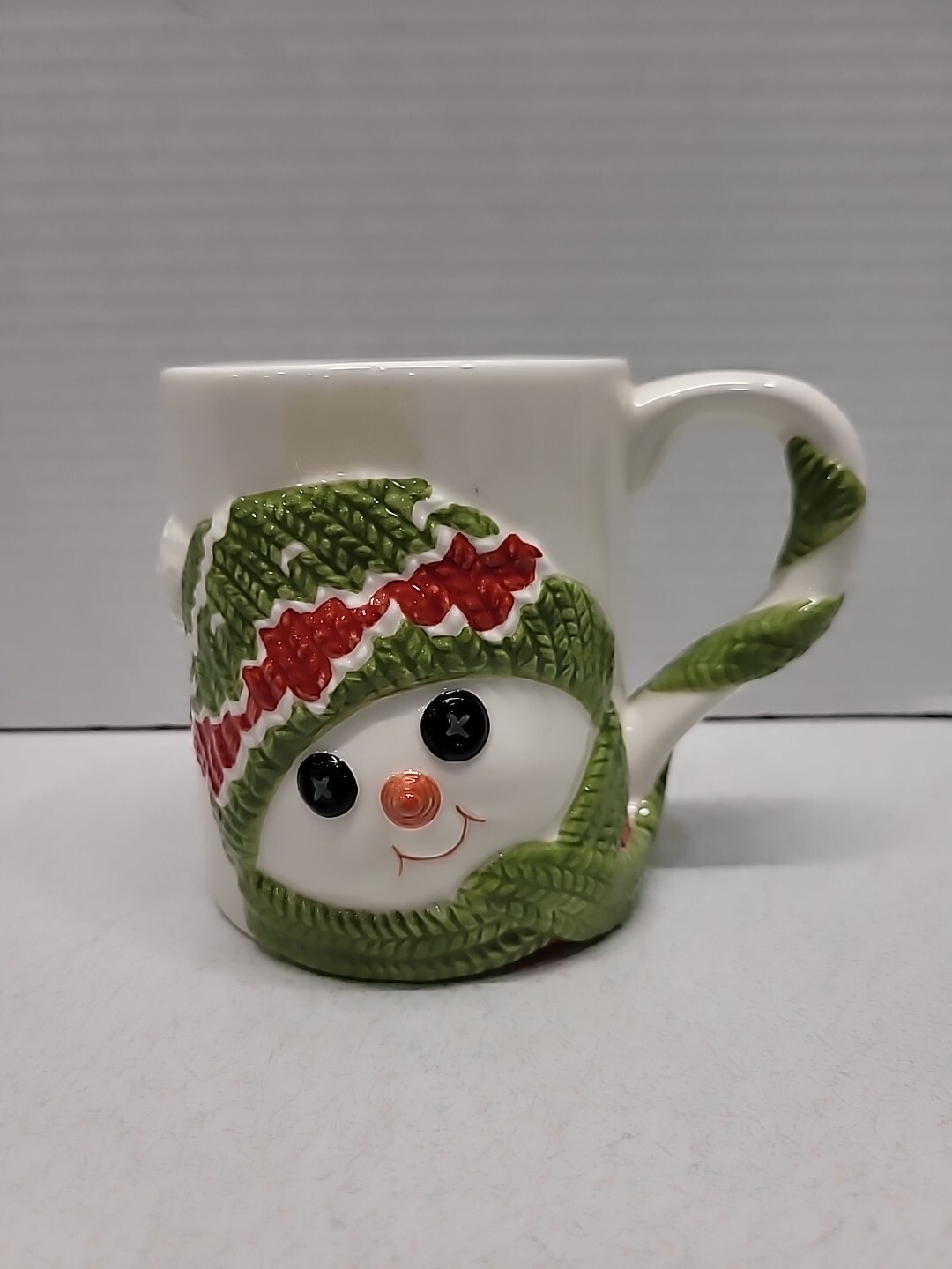Department 56 Snowman Coffee Mug Ceramic 4″ Tall Green Hat Scarf