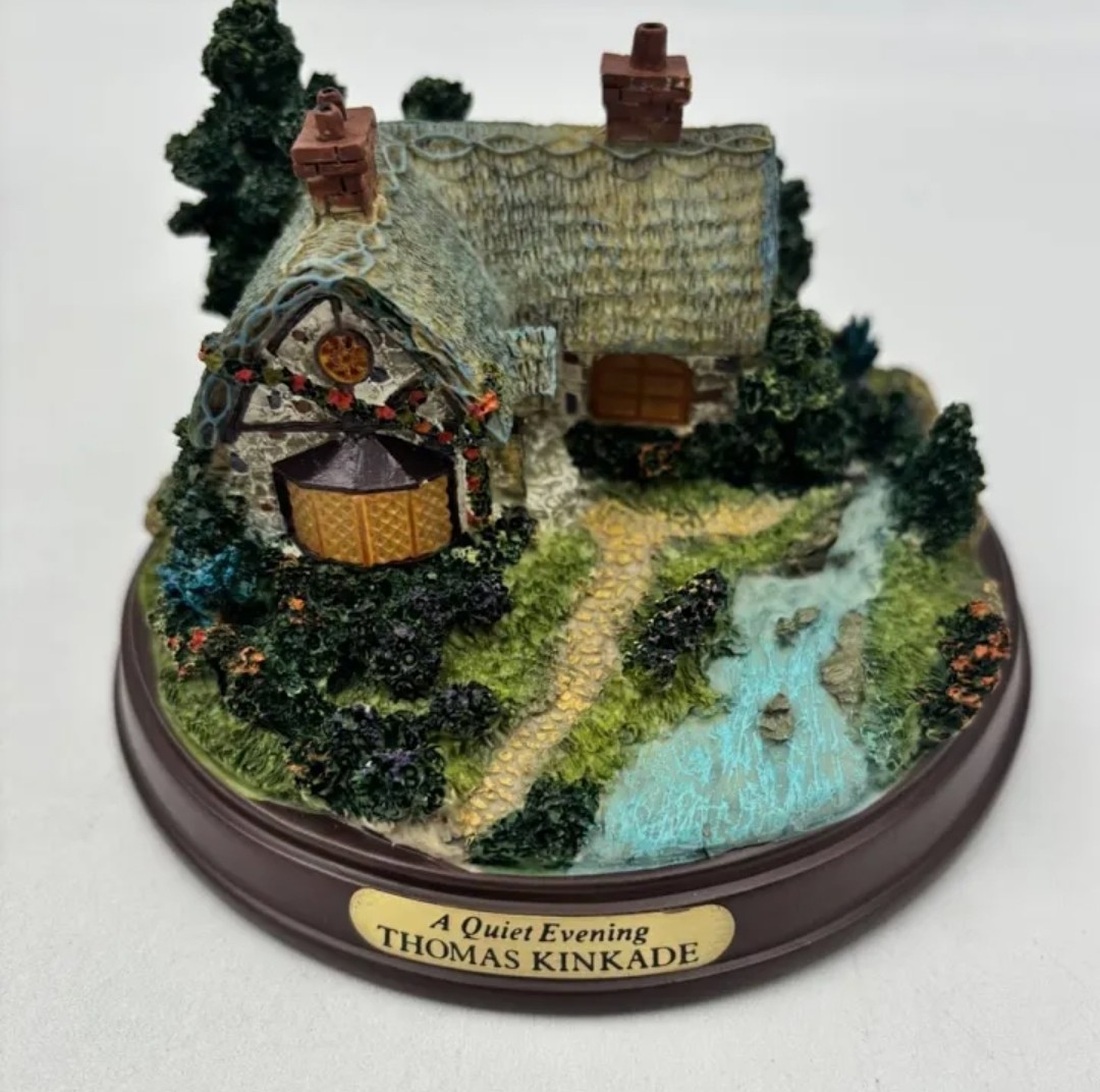 Thomas Kinkade Lighted Cottage Collection Painter Of Light “A Quiet Evening” New