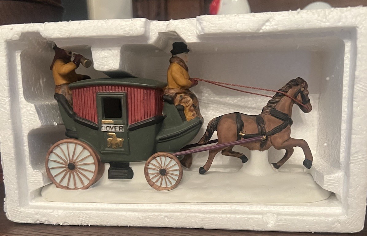 VTG 1988 Dept 56 Heritage Village Horse Drawn Carriage Dover Coach Retired