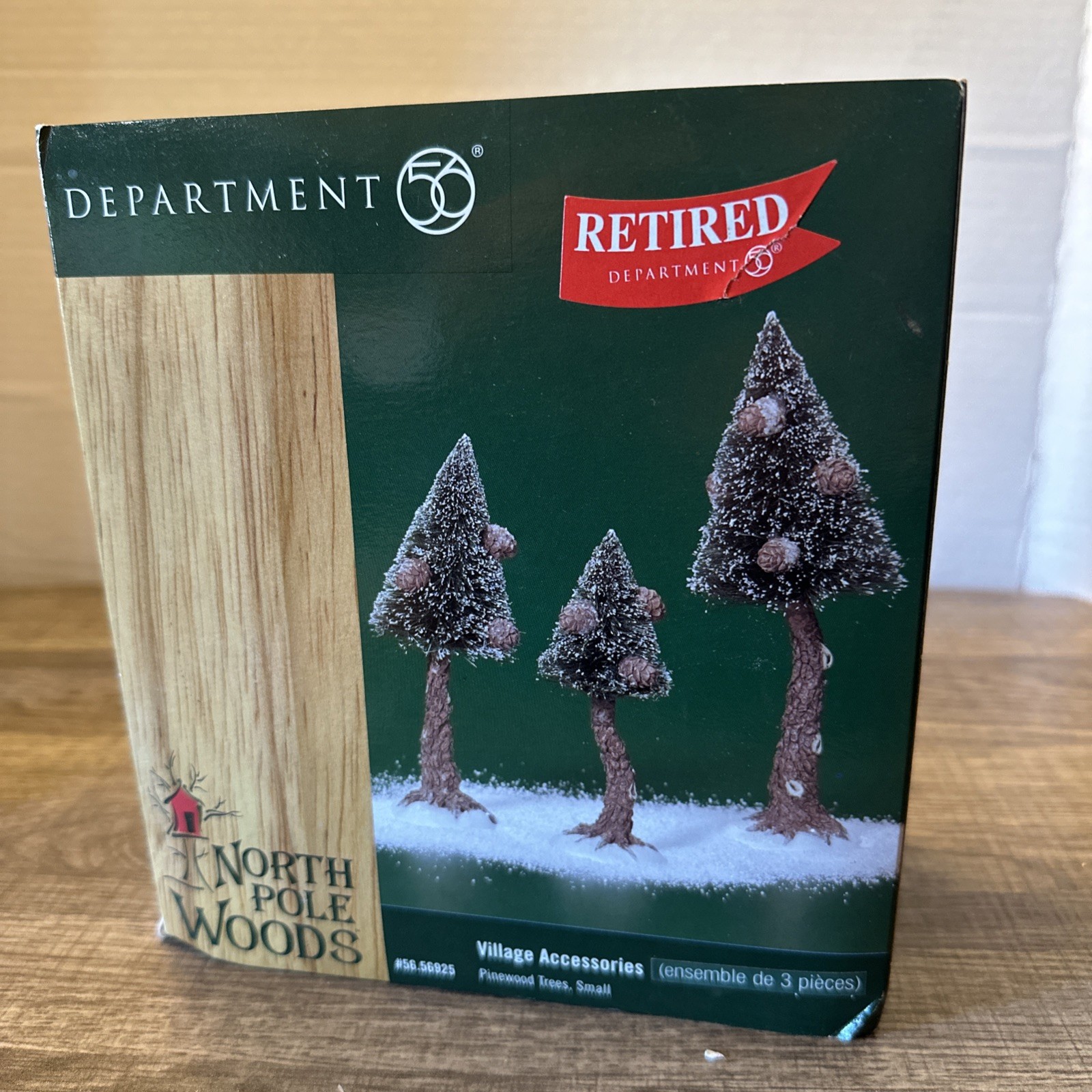 Dept 56 North Pole Woods Set of 3 Small Pinewood Trees 56925 Vintage 2000 W/ Box