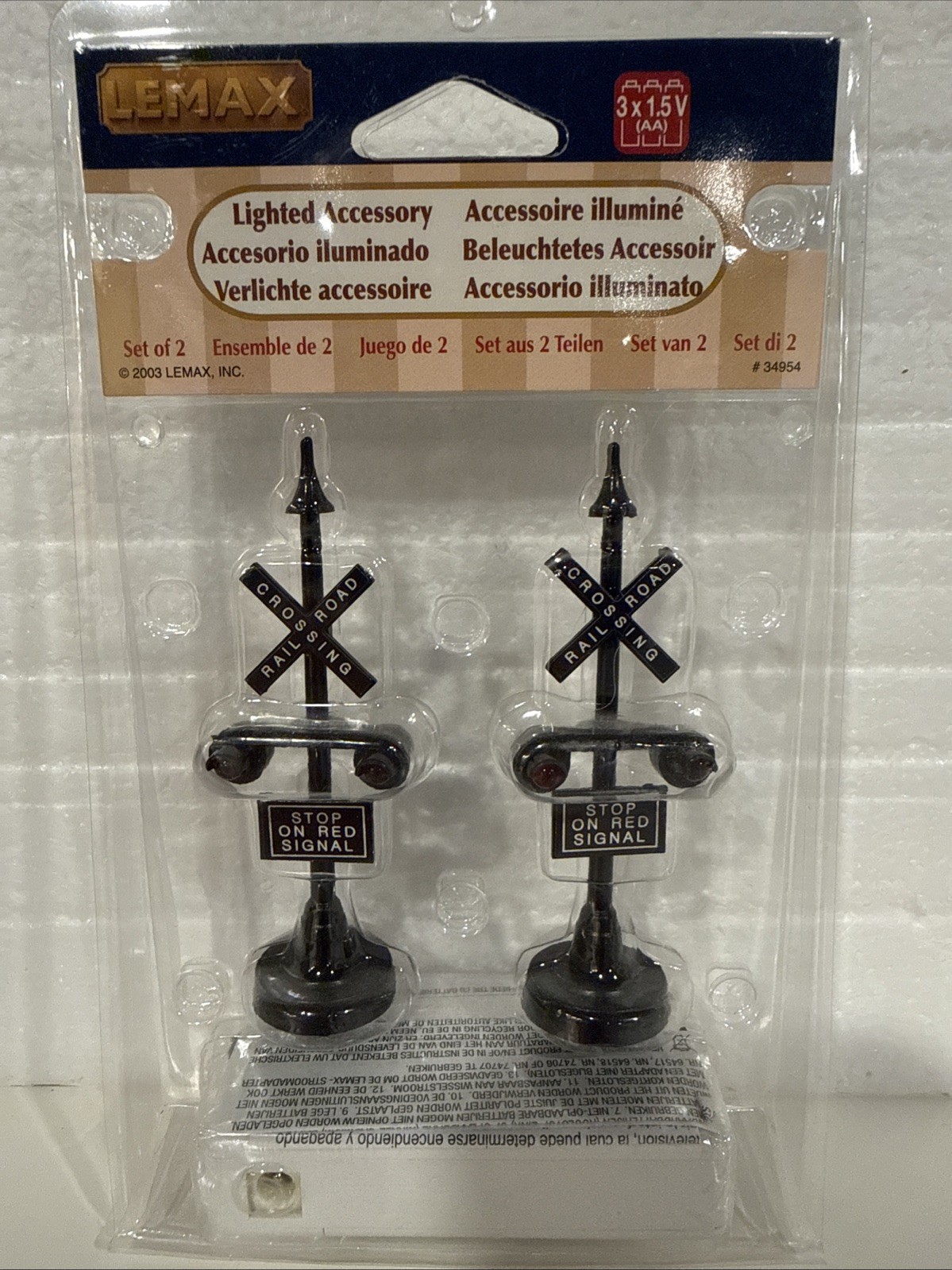 Lemax Christmas Village 2 Railway Stop Light Lighted Accessories 2003 – NIP NRFP