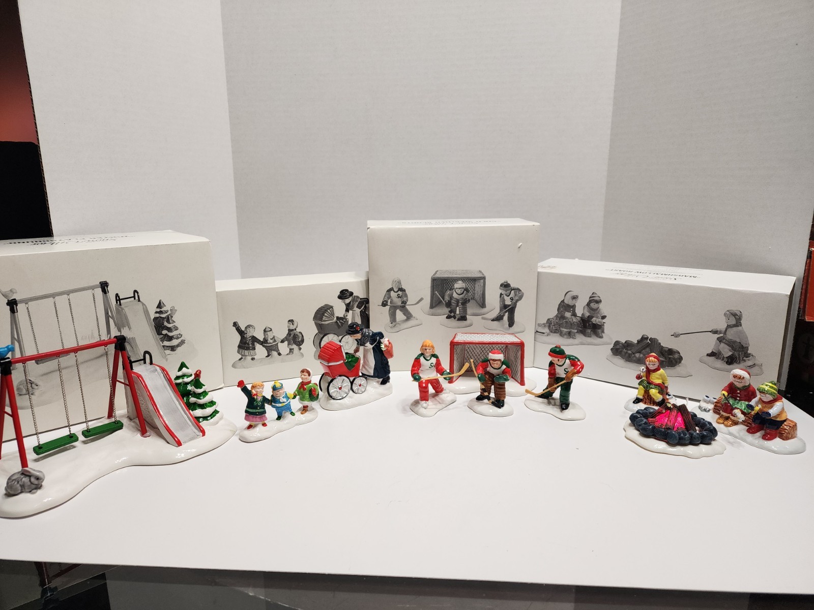 Dept 56 Snow Village Winter Playground Swing, Kids Around Tree, Mark Twain, #19