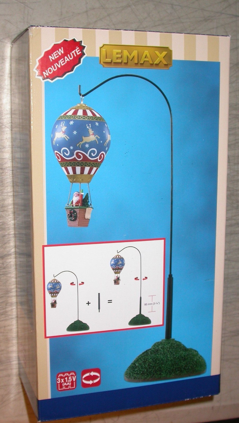 LEMAX Santa Reindeer Hot Air Balloon-animated Holiday Village Train Accent 84388