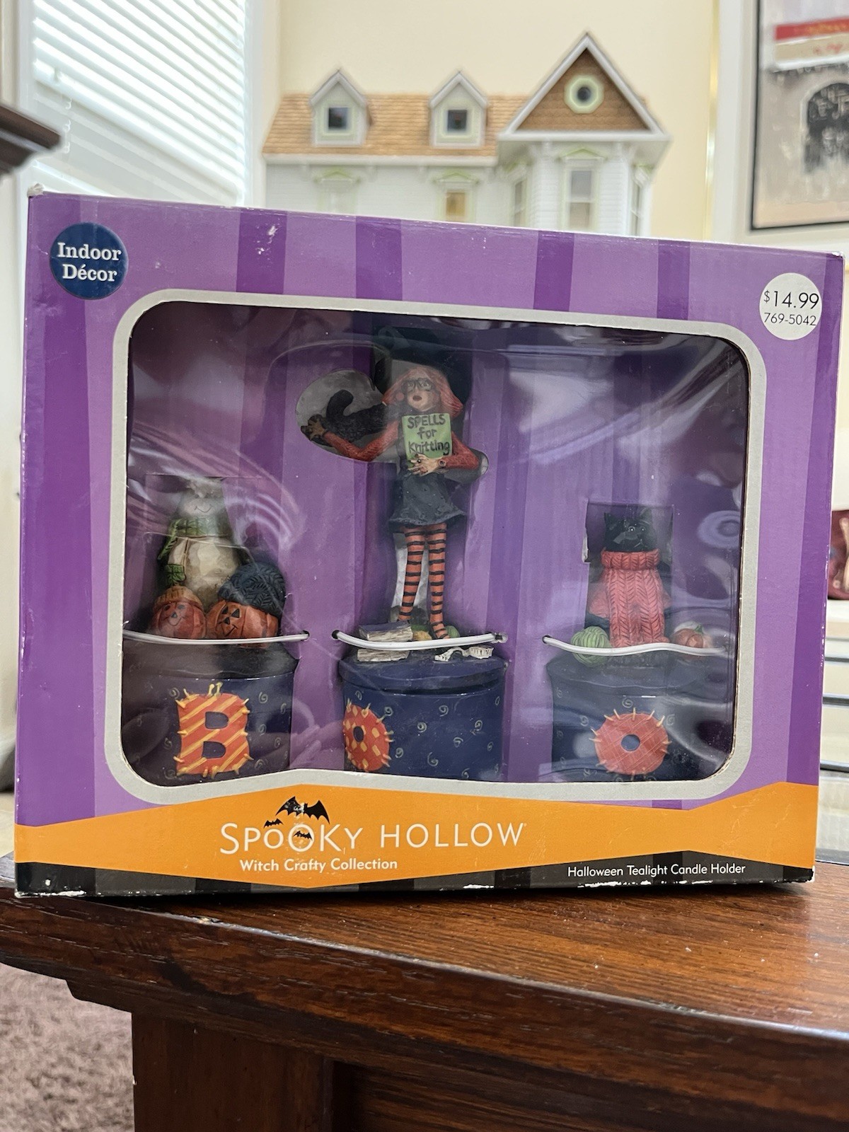 Spooky Hollow Witch, Cat, Ghost Collection. Halloween Tea light Candle Holders