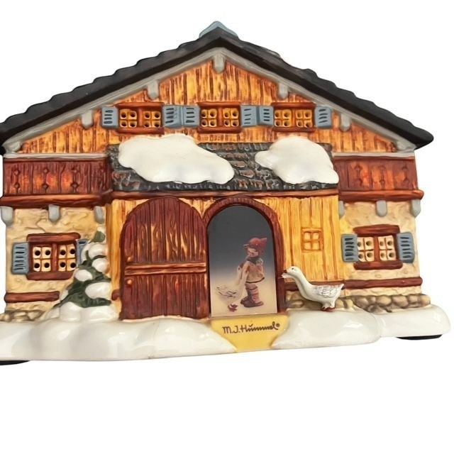 M. J. Hummel Tending The Geese Light Up Porcelain Christmas Village Building