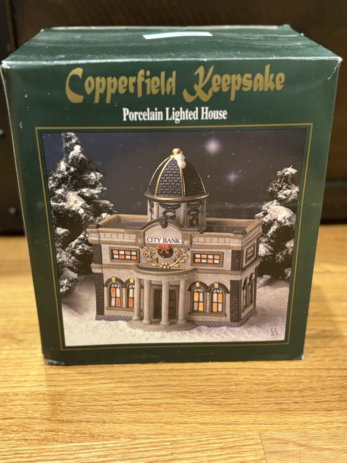 Vintage Copperfield Keepsake Christmas Snow Village Porcelain City Bank