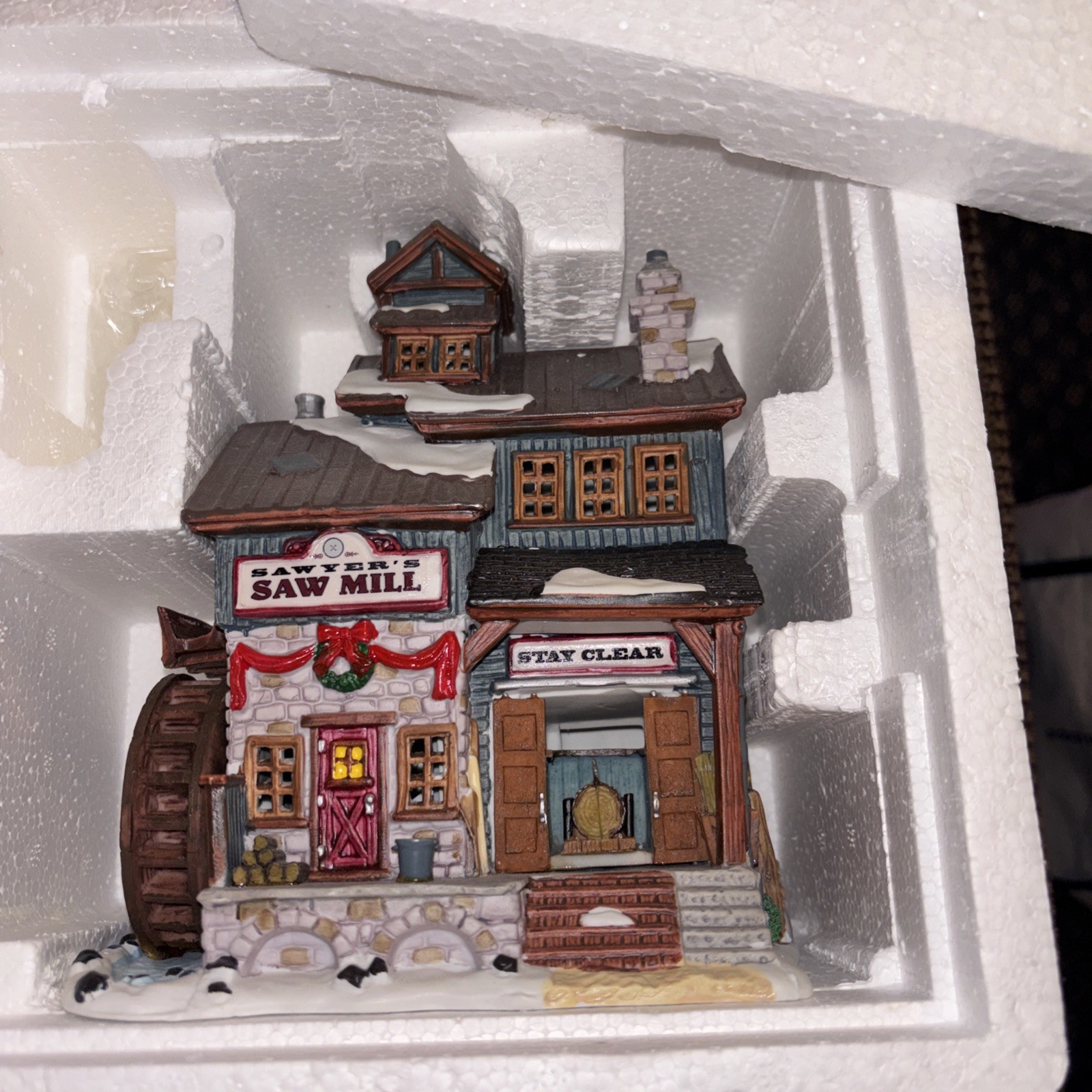 Lemax Sawyers Saw Mill Christmas Village Decor Lighted Rustic Ceramic 2002 Boxed