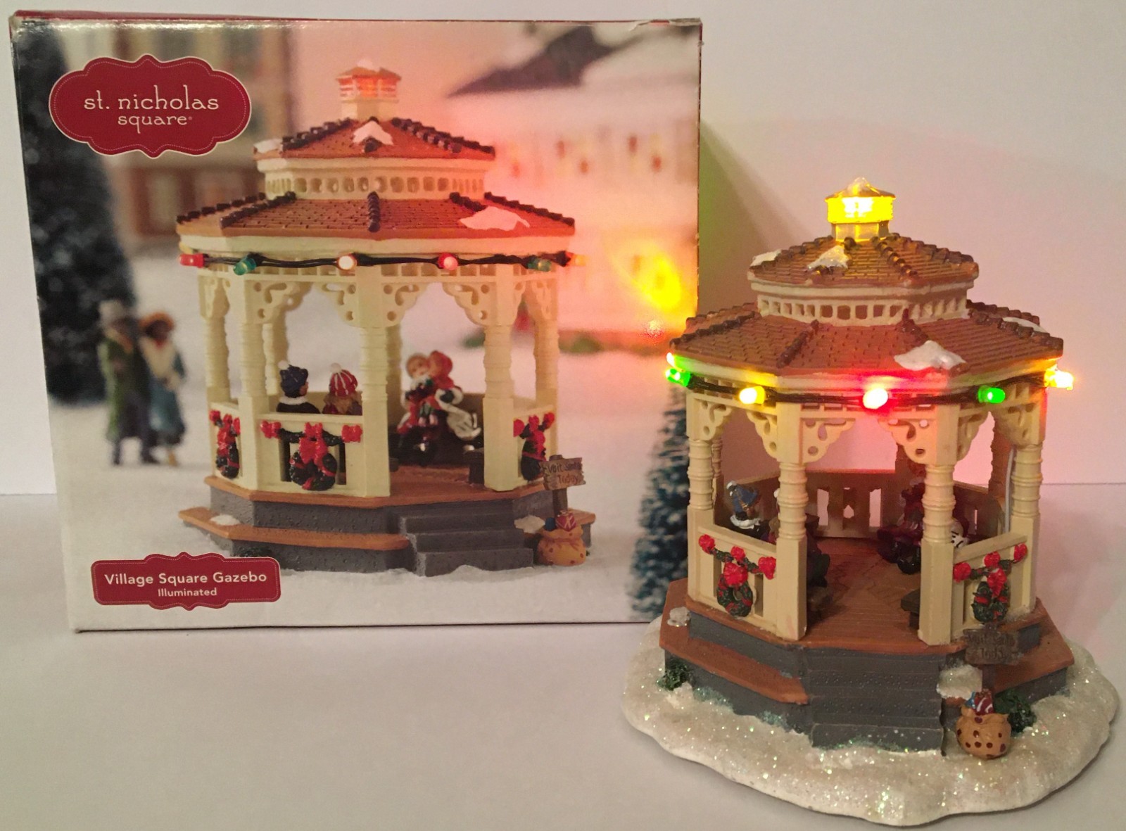St Nicholas Square Christmas Village Battery Operated Lighted Gazebo