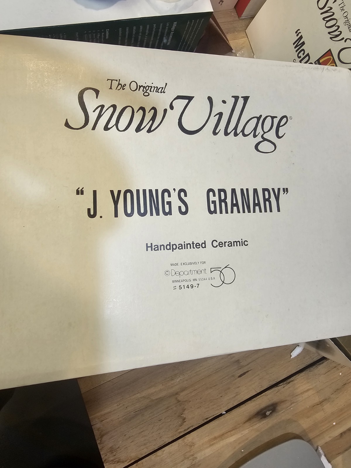 Department 56 Snow Village “J. Young’s Granary” Ceramic Hand Painted w/ Box