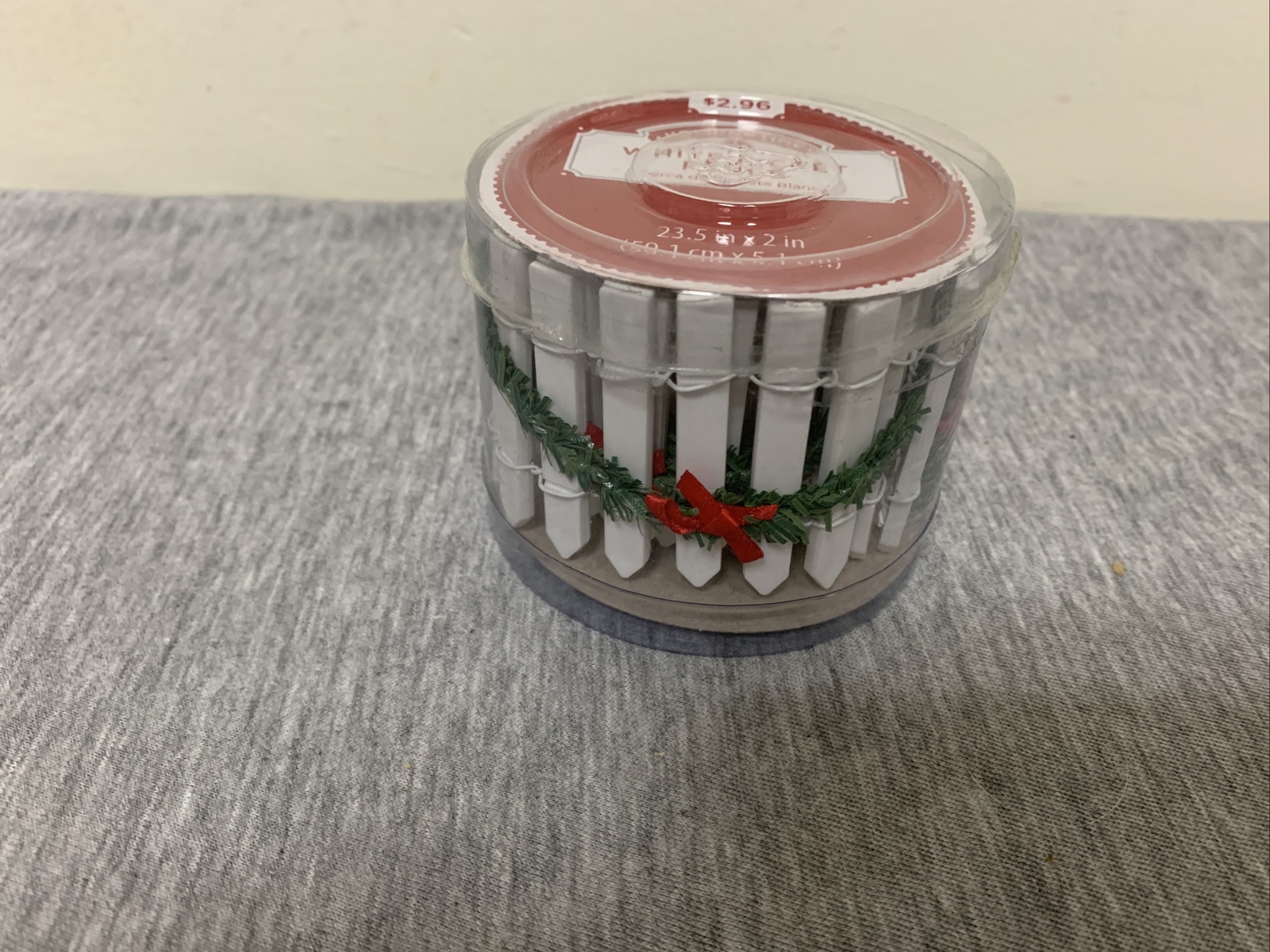 Holiday Time Christmas Village White Picket Fence w/Garland & Red Bows